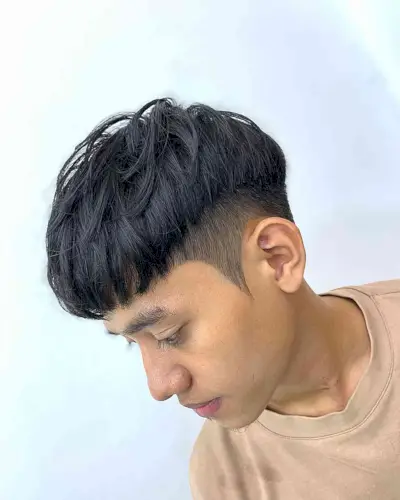 Layered Messy French Crop with Undercut and Textured Bangs for Young Guys