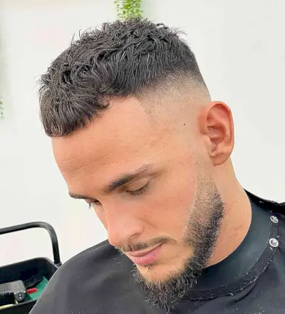 Skin Fade with Short Textured Fringe for Men