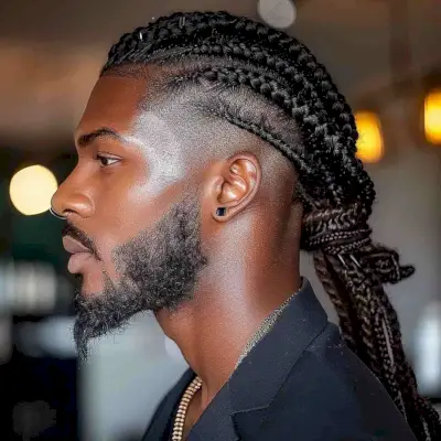 Ponytail Braids with Mid-Fade