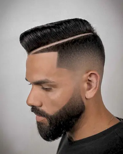 Low temp fade with hard part comb over