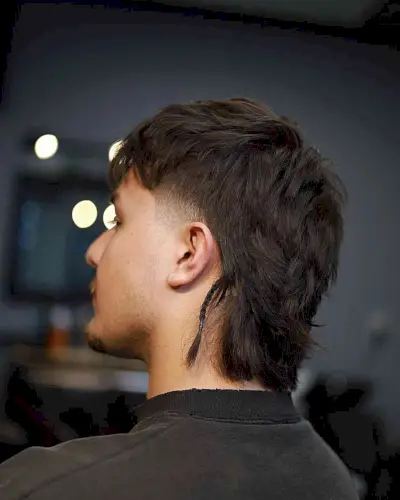 Temp Faded Mullet for Men with thick hair and an edgy style