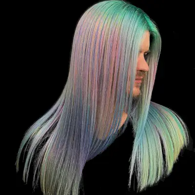 Purple, Green, Salmon Aged Metal