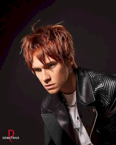 Red hair color for a young man
