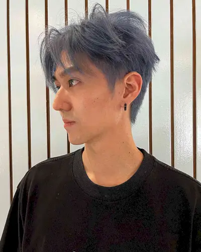 Kpop-Inspired Dark Grey Steele Hair Color for Men