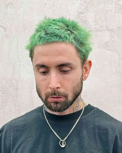 Textured Green Top Hair Color for Guys