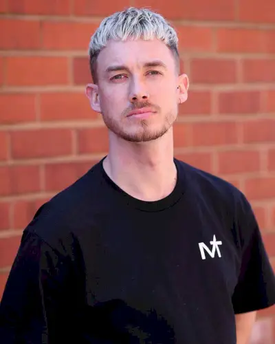 Sharp Caesar with blunt fringe for men