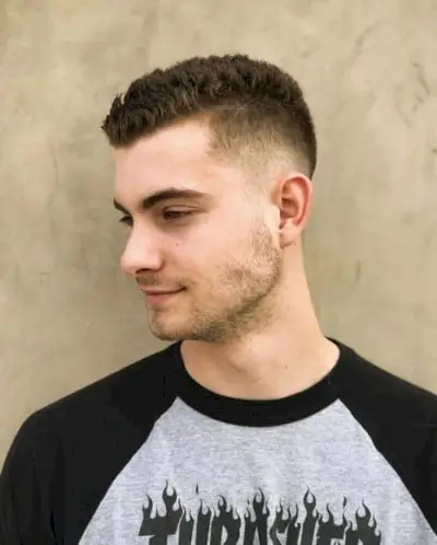 Modern Caesar Haircut with Taper Fade