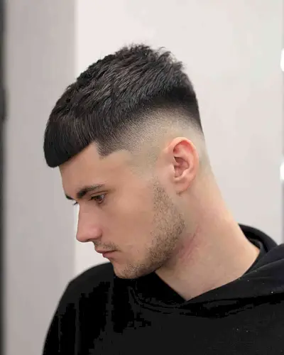 Caesar Cut with a High Fade for Guys 