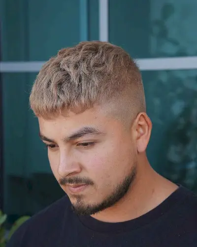 short caesar haircut with high fade