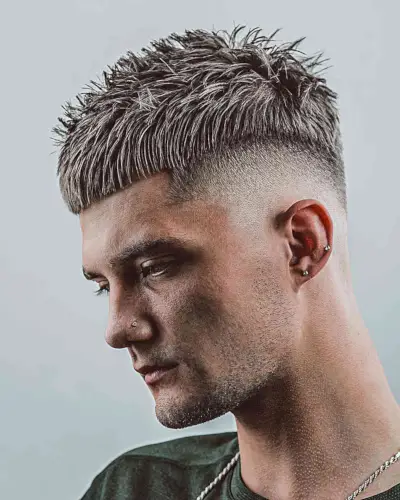 Mens short haircut french crop fade