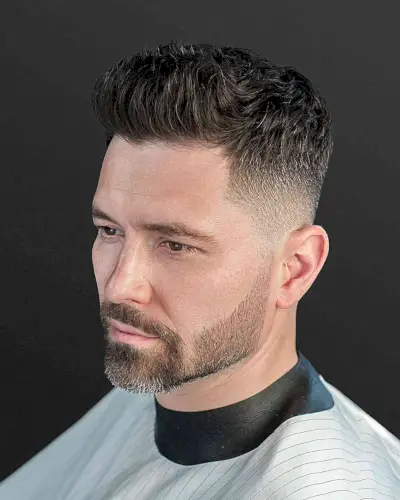 Short Swept-Up Fade Taper Haircut for Men