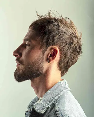 Mens Short Messy Cut with a Beard