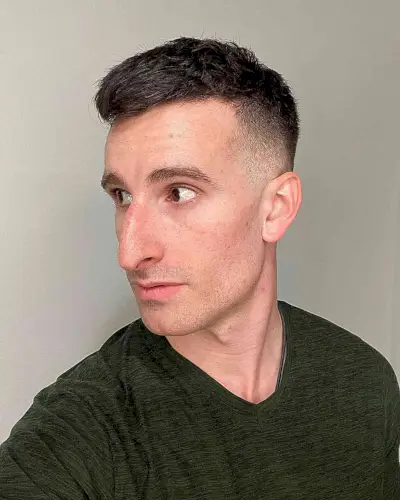 Short Textured French Crop with Taper Fade on Men