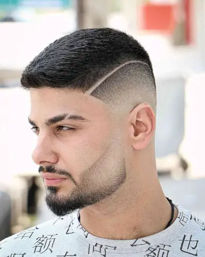 Beard Fade with a Surgical Line for Men with Short Hair