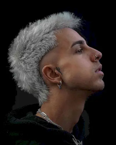 Silver Thick Mohawk with No Fade for Guys