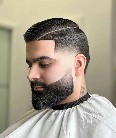 Modern Thatch Combover with Sharp Hard Part for Men with Thick Hair