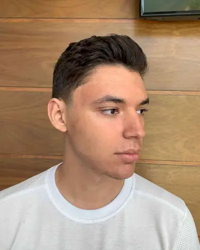 Brushed Back & Natural Curly Crop for Men with Thick Hair