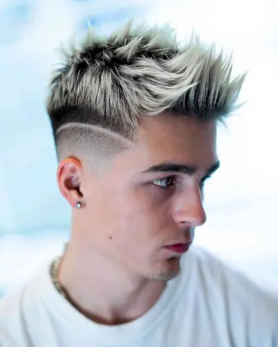 Texture Cut with Highlights and a High Shine Finish for Men with Thick Hair