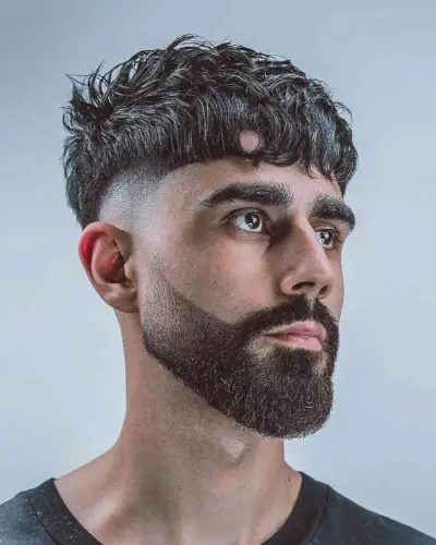 Textured Mid-Fade with a Beard Fade