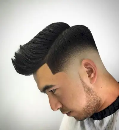 Hard Part Comb Over with Medium Skin Fade for Thick Hair