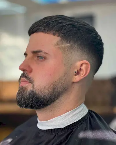 Handsome Caesar Cut with a Mid Fade and Beard