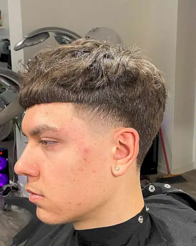 Edgar Tapered Nape with Textured Crown on Guys with Brown Hair