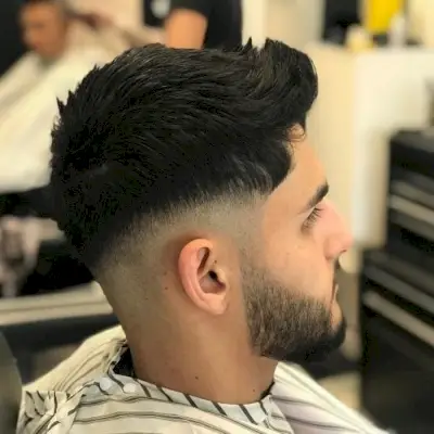 Mid-Length Haircut and Beard with Mid Taper Fade