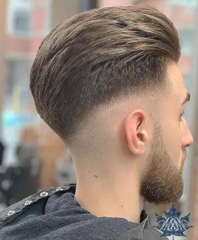 Slicked Back Hairstyle with Mid Drop Fade