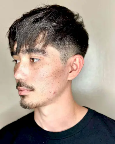 Mid Fade Messy French Cut with Long Fringe for Dudes