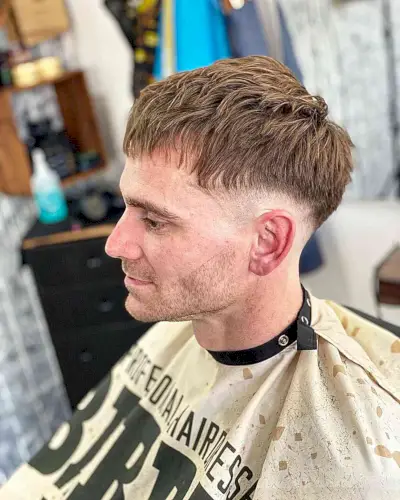 Messy Choppy French Cut with Drop Fade on Gents