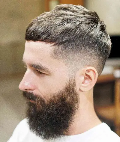 Classic Messy French Crop with Beard for dudes