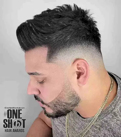 Voluminous Crew Cut on Thick and Straight Hair with a Drop Fade