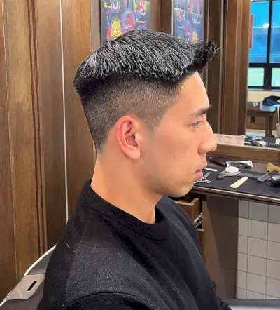 Swept Forward with a Height Number One Fade for Fine Hair