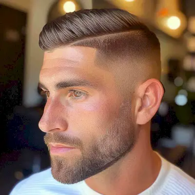 Side Part Crew Cut with Hard Part