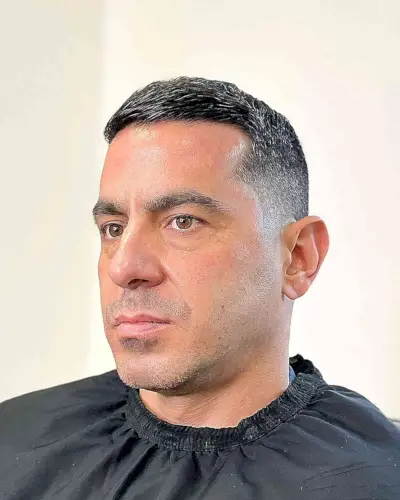 Very Short Slicked Crew Cut on Men Over 40 with Fine Hair