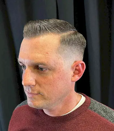 Side Parted Crew Cut with a Zero Fade Military style