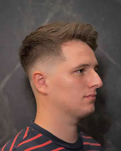 Brushed-Up Crew Cut with Mid Bald Fade