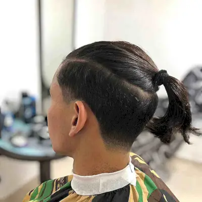 Low Tapered Long Hair with Pony for Men