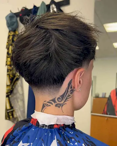 Low Tapered Messy Style on Guys