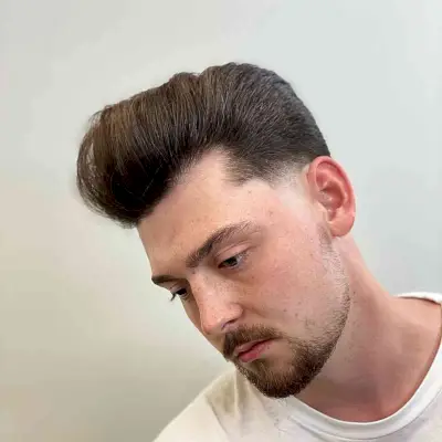 Low Taper Fade with Classic Pompadour on Men