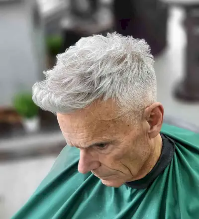 Wavy Quiff for Silver-Haired Men with Thin Hair
