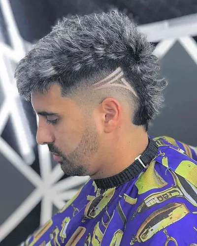 Mohawk with Frosted Tips and Shaved Design for Guys