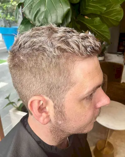 Frosted Short Ash Blonde Messy Top on Gentlemen