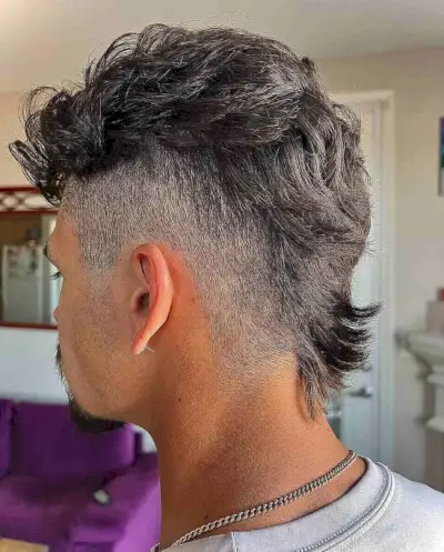 Faded Mohawk for Men with Wavy Hair