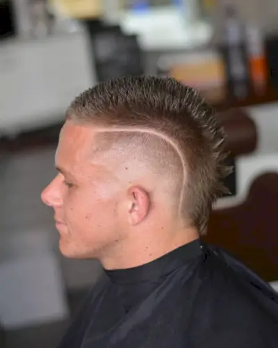 Mohawk Fade with Line Cut