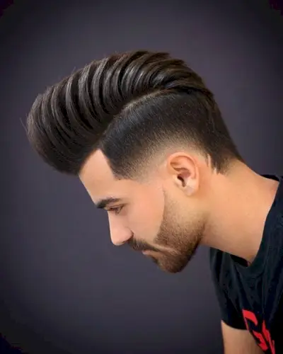 Trendy Pompadour with a Side Part for Straight Hair