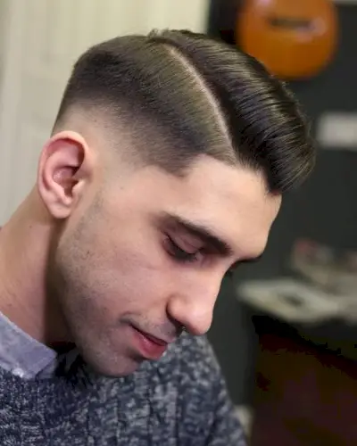 Dapper Comb Over Side Part with Low Fade