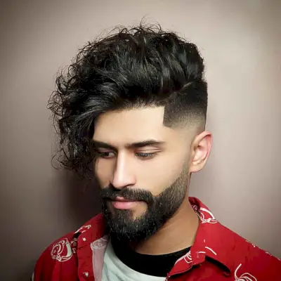 Amazing Side part with wavy long fringe for men