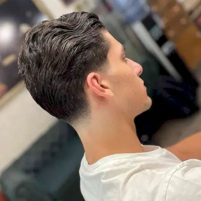 Modern Wavy Top with Low Taper Haircut 
