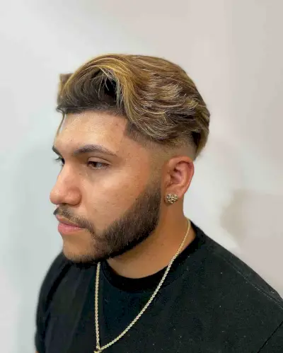 Mid Taper Fade with Blonde Waves for Men